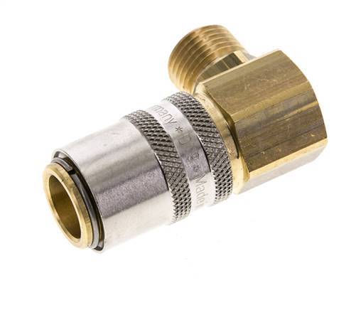 Brass DN 9 Mold Coupling Socket M16x1.5 Male Threads 90-deg