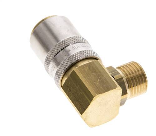 Brass DN 9 Mold Coupling Socket M16x1.5 Male Threads 90-deg