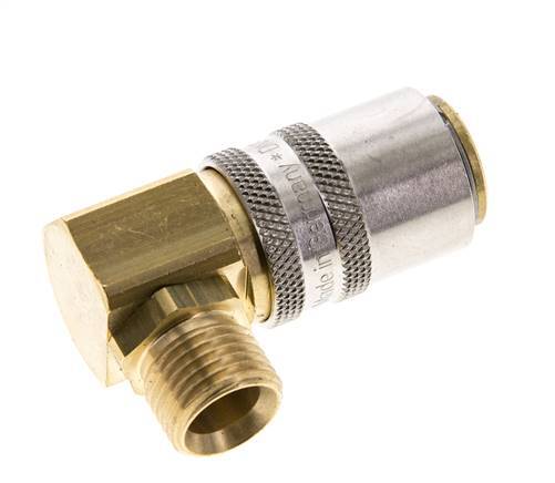 Brass DN 9 Mold Coupling Socket M16x1.5 Male Threads 90-deg