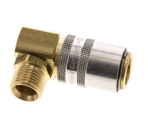 Brass DN 9 Mold Coupling Socket M16x1.5 Male Threads 90-deg