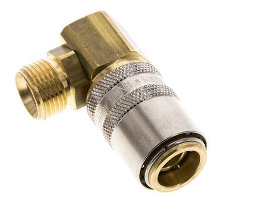 Brass DN 9 Mold Coupling Socket G 3/8 inch Male Threads 90-deg