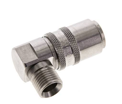 Stainless Steel DN 9 Mold Coupling Socket M16x1.5 Male Threads Double Shut-Off 90-deg