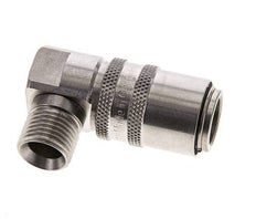 Stainless Steel DN 9 Mold Coupling Socket M16x1.5 Male Threads Double Shut-Off 90-deg