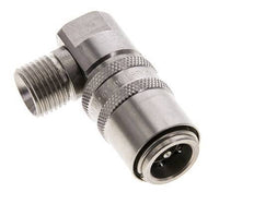 Stainless Steel DN 9 Mold Coupling Socket M16x1.5 Male Threads Double Shut-Off 90-deg