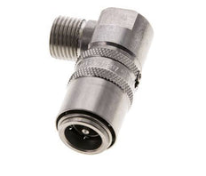 Stainless Steel DN 9 Mold Coupling Socket M16x1.5 Male Threads Double Shut-Off 90-deg