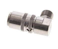 Stainless Steel DN 9 Mold Coupling Socket M16x1.5 Male Threads Double Shut-Off 90-deg