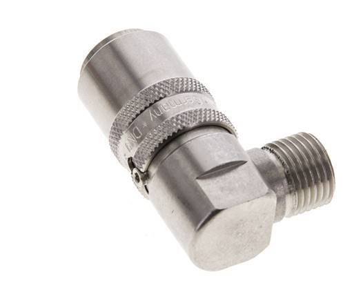 Stainless Steel DN 9 Mold Coupling Socket M16x1.5 Male Threads Double Shut-Off 90-deg