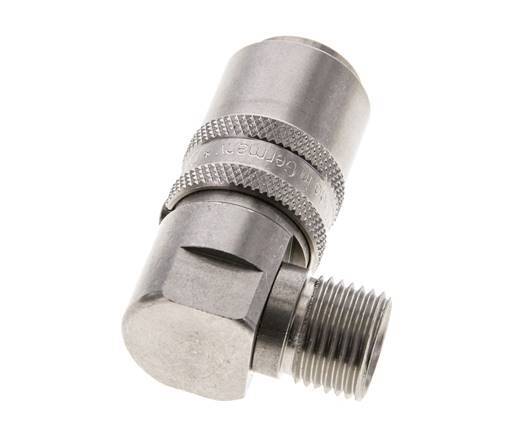 Stainless Steel DN 9 Mold Coupling Socket M16x1.5 Male Threads Double Shut-Off 90-deg