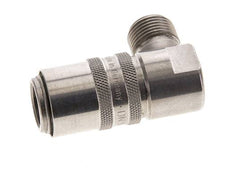 Stainless Steel DN 9 Mold Coupling Socket G 3/8 inch Male Threads Double Shut-Off 90-deg