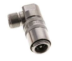 Stainless Steel DN 9 Mold Coupling Socket G 3/8 inch Male Threads Double Shut-Off 90-deg