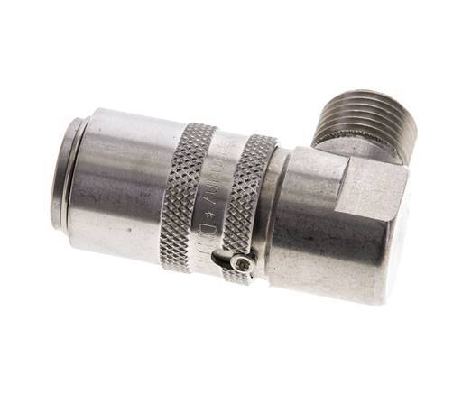 Stainless Steel DN 9 Mold Coupling Socket M16x1.5 Male Threads 90-deg