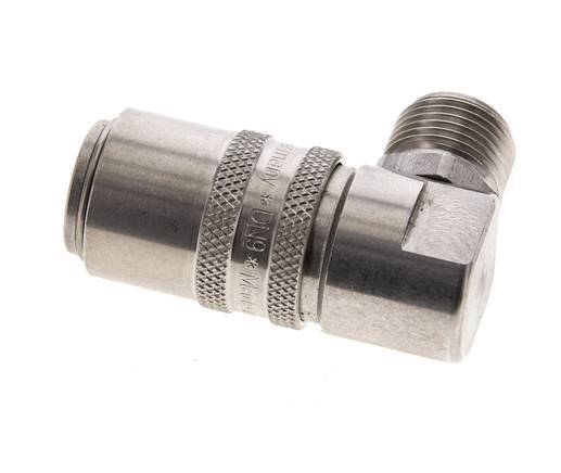 Stainless Steel DN 9 Mold Coupling Socket G 3/8 inch Male Threads 90-deg