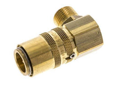 Brass DN 9 Mold Coupling Socket M16x1.5 Male Threads Unlocking Protection Double Shut-Off 90-deg