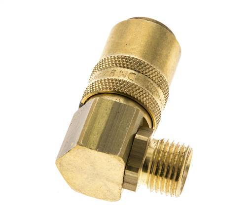 Brass DN 9 Mold Coupling Socket M16x1.5 Male Threads Unlocking Protection Double Shut-Off 90-deg