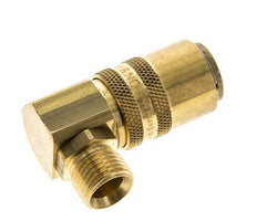 Brass DN 9 Mold Coupling Socket M16x1.5 Male Threads Unlocking Protection Double Shut-Off 90-deg