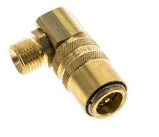 Brass DN 9 Mold Coupling Socket M16x1.5 Male Threads Unlocking Protection Double Shut-Off 90-deg