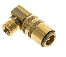 Brass DN 9 Mold Coupling Socket M16x1.5 Male Threads Unlocking Protection Double Shut-Off 90-deg
