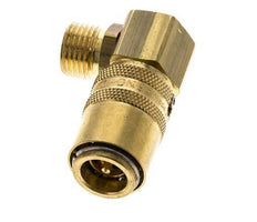 Brass DN 9 Mold Coupling Socket M16x1.5 Male Threads Unlocking Protection Double Shut-Off 90-deg