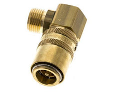 Brass DN 9 Mold Coupling Socket G 3/8 inch Male Threads Unlocking Protection Double Shut-Off 90-deg