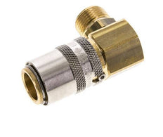 Brass DN 9 Mold Coupling Socket G 3/8 inch Male Threads Unlocking Protection 90-deg