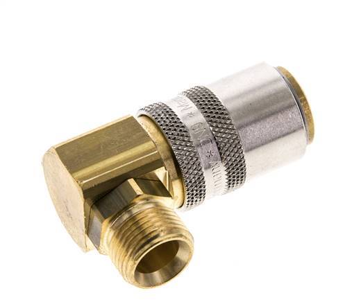 Brass DN 9 Mold Coupling Socket G 3/8 inch Male Threads Unlocking Protection 90-deg