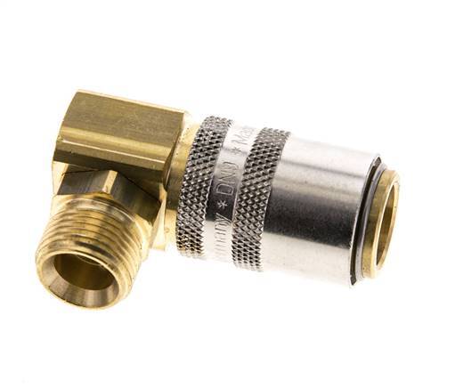 Brass DN 9 Mold Coupling Socket G 3/8 inch Male Threads Unlocking Protection 90-deg