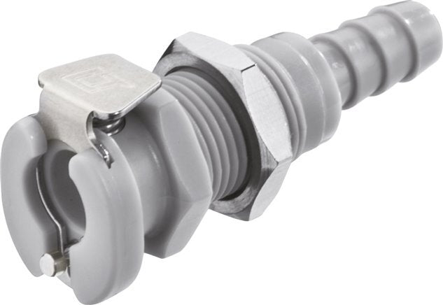 PP DN 3.2 Linktech Coupling Socket 6.4 mm Hose Pillar Bulkhead Double Shut-Off Grey 20 Series