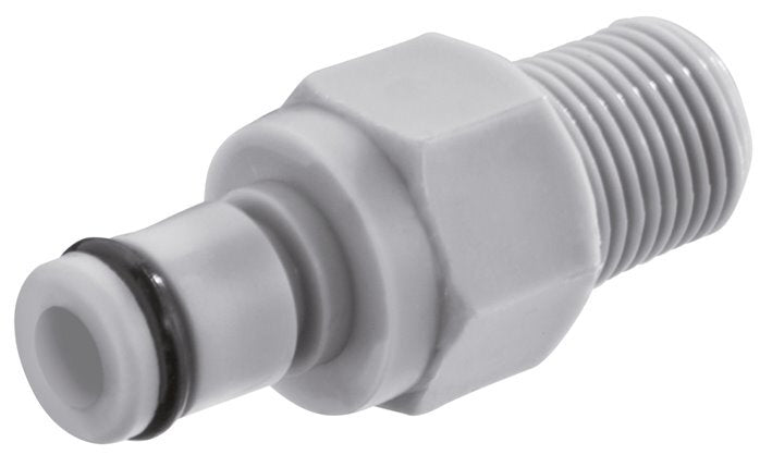 PP DN 3.2 Linktech Coupling Plug 1/8 inch Male NPT Threads Double Shut-Off Grey 20 Series