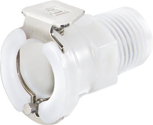 POM DN 6.4 Linktech Coupling Socket 1/4 inch Male NPT Threads Double Shut-Off 40 Series