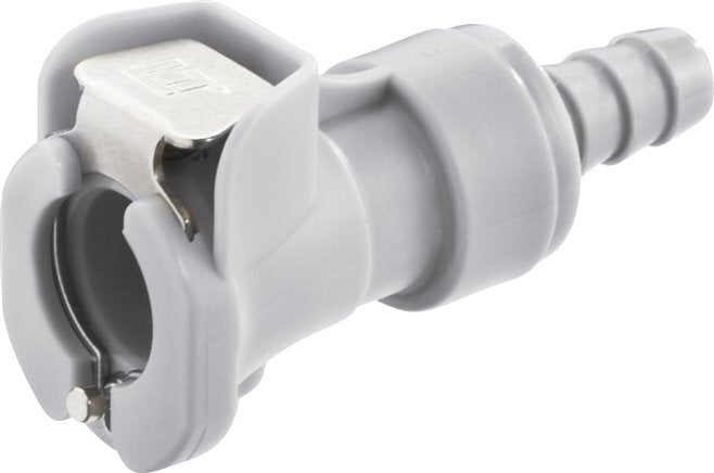 PP DN 6.4 Linktech Coupling Socket 9.5 mm Hose Pillar Double Shut-Off Grey 40 Series