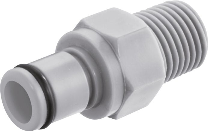 PP DN 6.4 Linktech Coupling Plug 1/4 inch Male NPT Threads Double Shut-Off Grey 40 Series