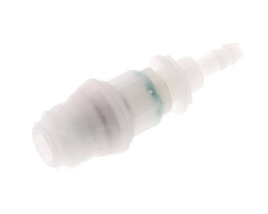PVDF DN 5 Coupling Socket 6 mm Hose Pillar Bulkhead