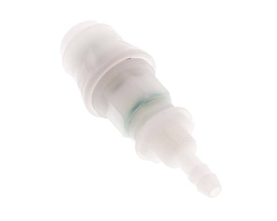 PVDF DN 5 Coupling Socket 6 mm Hose Pillar Bulkhead
