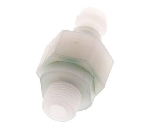 PVDF DN 5 Coupling Plug G 1/8 inch Male Threads Double Shut-Off