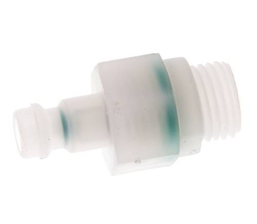 PVDF DN 5 Coupling Plug G 1/4 inch Male Threads Double Shut-Off