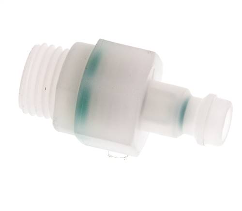 PVDF DN 5 Coupling Plug G 1/4 inch Male Threads Double Shut-Off
