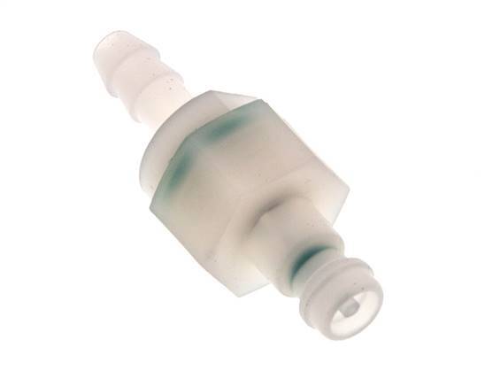 PVDF DN 5 Coupling Plug 6 mm Hose Pillar Double Shut-Off