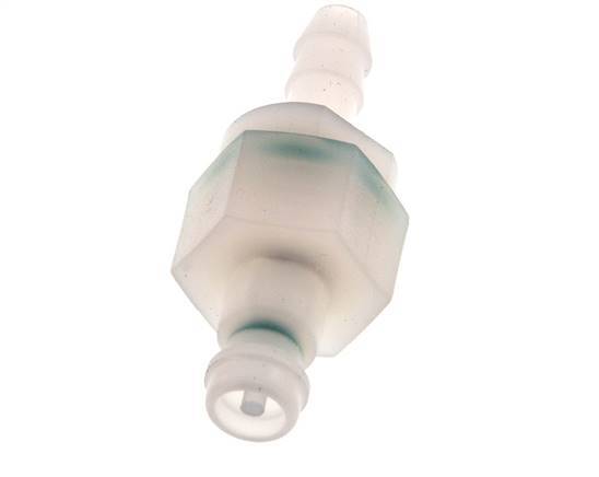 PVDF DN 5 Coupling Plug 6 mm Hose Pillar Double Shut-Off