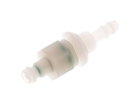 PVDF DN 5 Coupling Plug 6 mm Hose Pillar Bulkhead Double Shut-Off