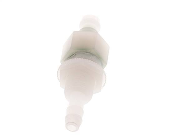 PVDF DN 5 Coupling Plug 6 mm Hose Pillar Bulkhead Double Shut-Off