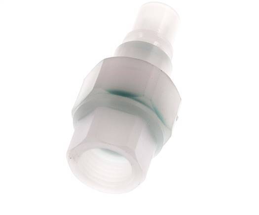 PVDF DN 7.2 Coupling Plug G 1/4 inch Female Threads Double Shut-Off