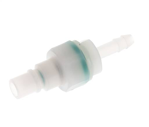 PVDF DN 7.2 Coupling Plug 6 mm Hose Pillar Double Shut-Off