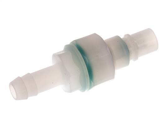 PVDF DN 7.2 Coupling Plug 9 mm Hose Pillar Double Shut-Off