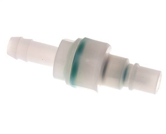 PVDF DN 7.2 Coupling Plug 9 mm Hose Pillar Double Shut-Off