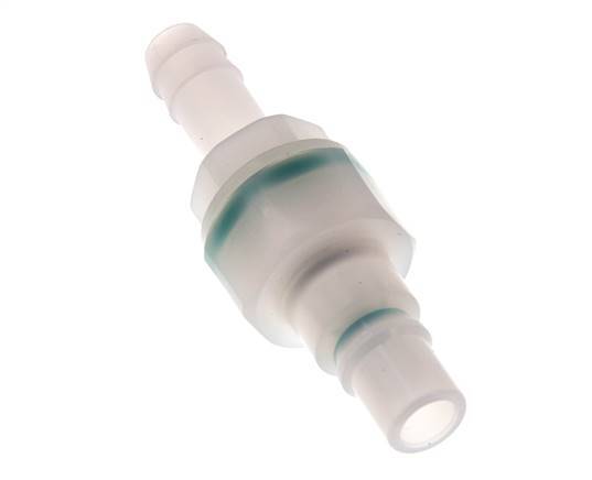 PVDF DN 7.2 Coupling Plug 9 mm Hose Pillar Double Shut-Off