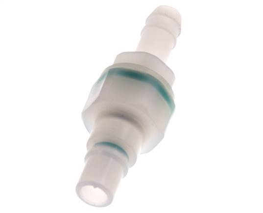 PVDF DN 7.2 Coupling Plug 9 mm Hose Pillar Double Shut-Off