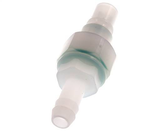 PVDF DN 7.2 Coupling Plug 9 mm Hose Pillar Double Shut-Off