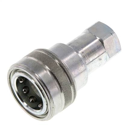 Steel DN 12.5 Hydraulic Coupling Socket 1/2 inch Female NPT Threads ISO 7241-1 B D 23.5mm