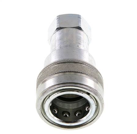 Steel DN 12.5 Hydraulic Coupling Socket 1/2 inch Female NPT Threads ISO 7241-1 B D 23.5mm