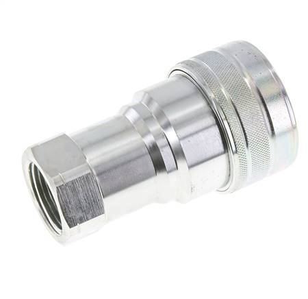 Steel DN 25 Hydraulic Coupling Socket 1 inch Female NPT Threads ISO 7241-1 B D 37.8mm